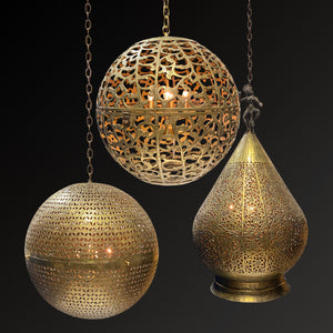 INDIAN PERFORATED BRASS LARGE CAGE PENDANT
