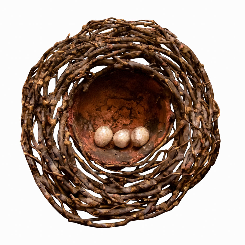 COPPER AND BRASS BIRD’S NEST WITH SILVER EGGS BY ONIK AGARONYAN ...