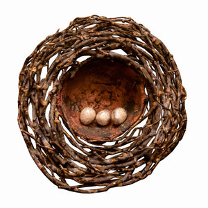 COPPER AND BRASS BIRD’S NEST WITH SILVER EGGS BY ONIK AGARONYAN