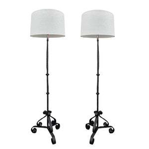 HAND FORGED WROUGHT IRON FLOOR LAMPS, FRANCE 1940'S