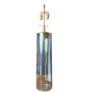 LARGE GLASS CYLINDER MOUNTED AS LAMP