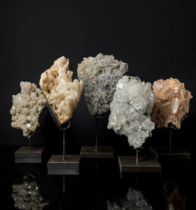 COLLECTION OF 5 MINERAL SPECIMENS ON CUSTOM STANDS