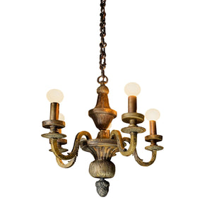 HEAVY BRASS ACORN MOTIF CHANDELIER