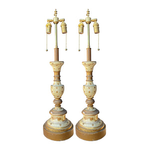 ITALY 1950’S PAIR OF HAND PAINTED LAMPS