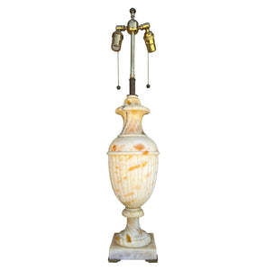 ITALY 1950’S STUNNING ALABASTER LAMP WITH MELON COLOR INCLUSIONS