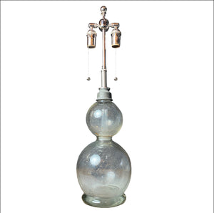 FRANCE EARLY 20TH CENTURY HEAVY GLASS MOUNTED AS LAMP