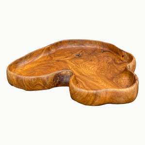 LARGE TEAK HAND CARVED TRAY