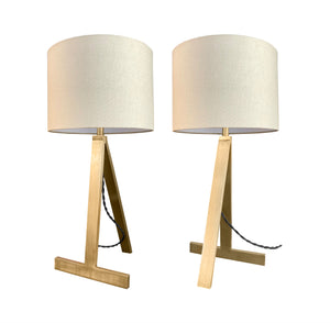 SOLID BRASS TABLE LAMP PAIR