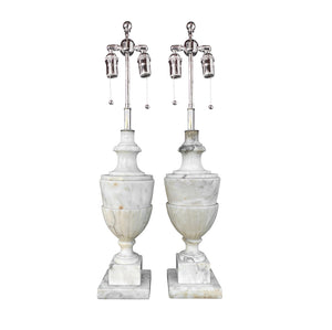ITALY 1950’S PAIR OF ALABASTER COLUMN LAMPS